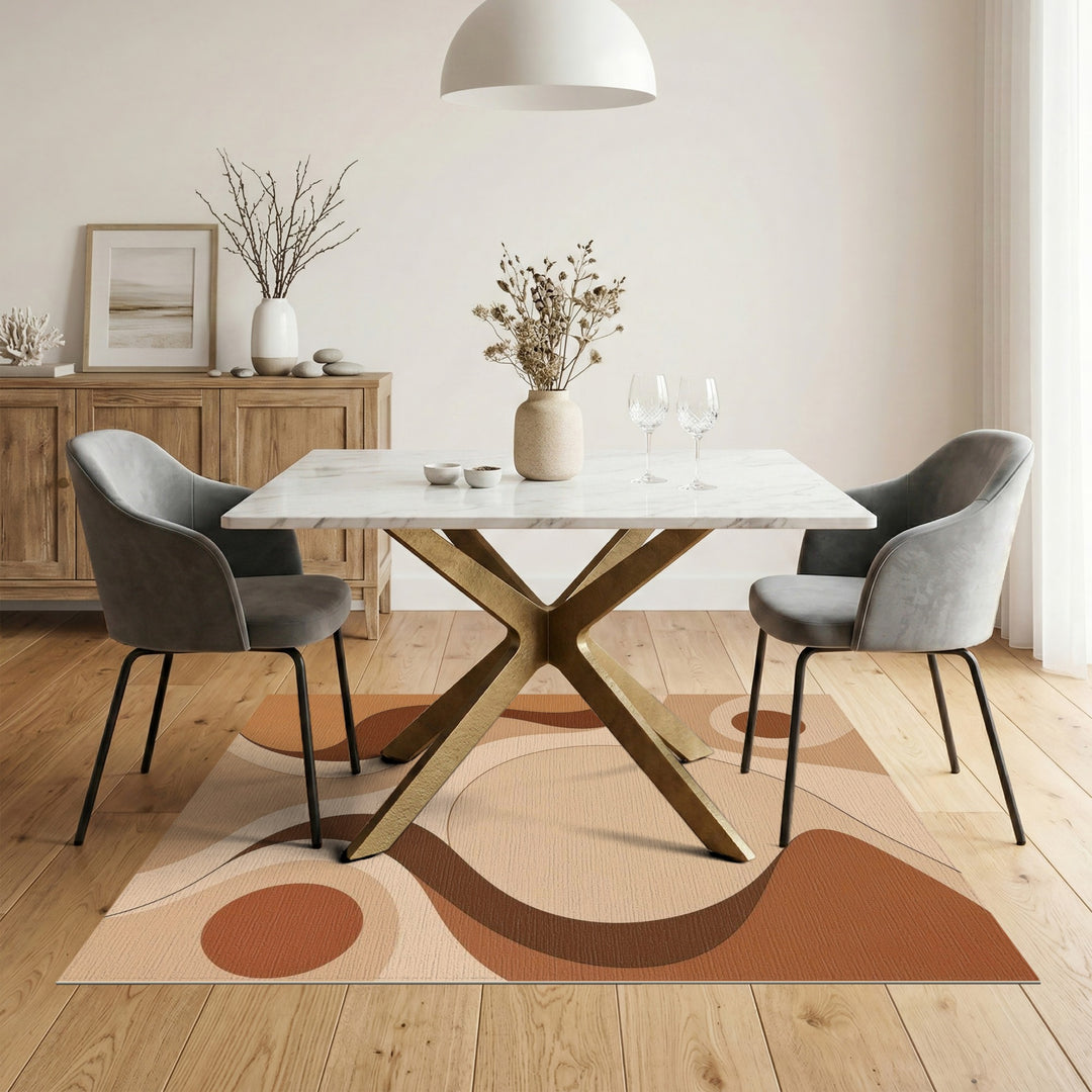 Brown and Tan Abstract Brown Flow Area Rug