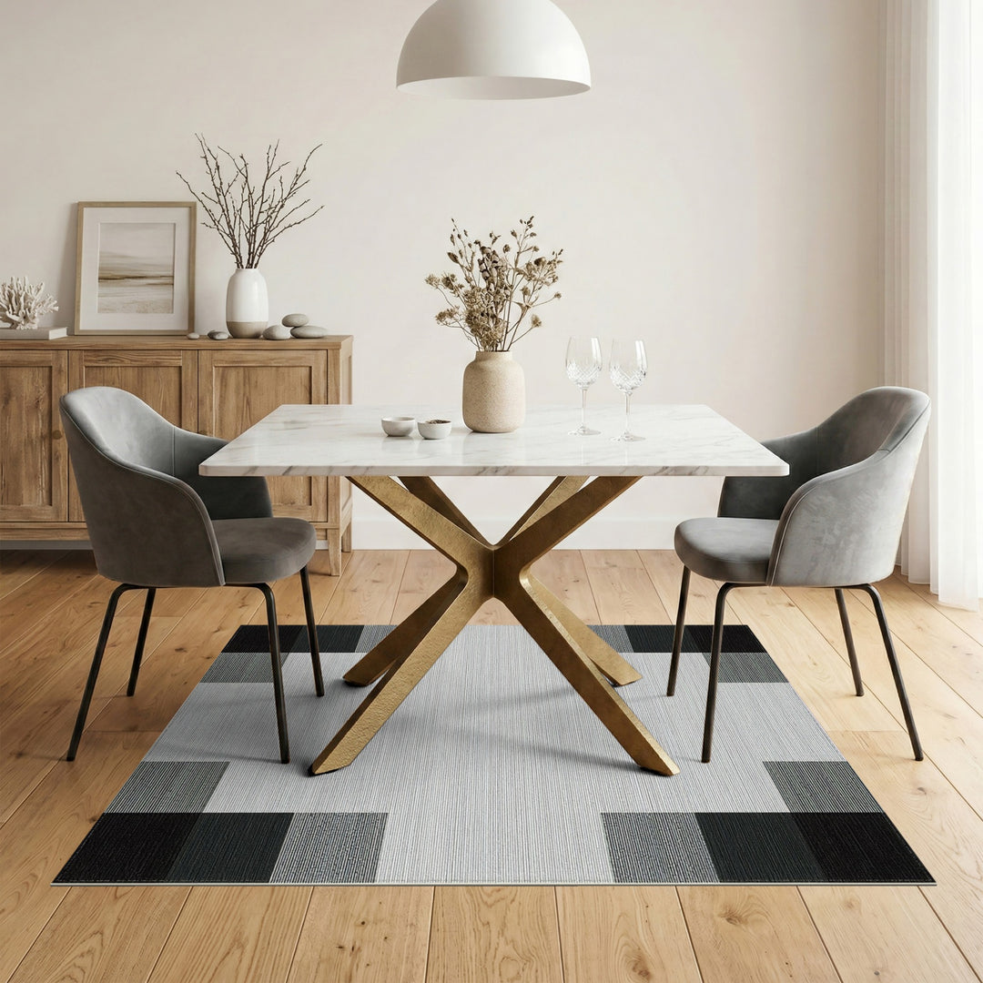 Black White Geometric Modern Area Rug