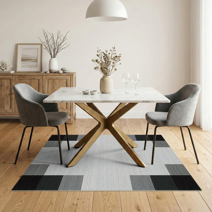 Black White Geometric Modern Area Rug