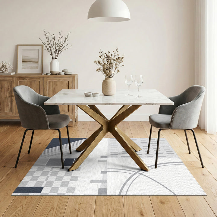 Grey Geometric Modern Area Rug