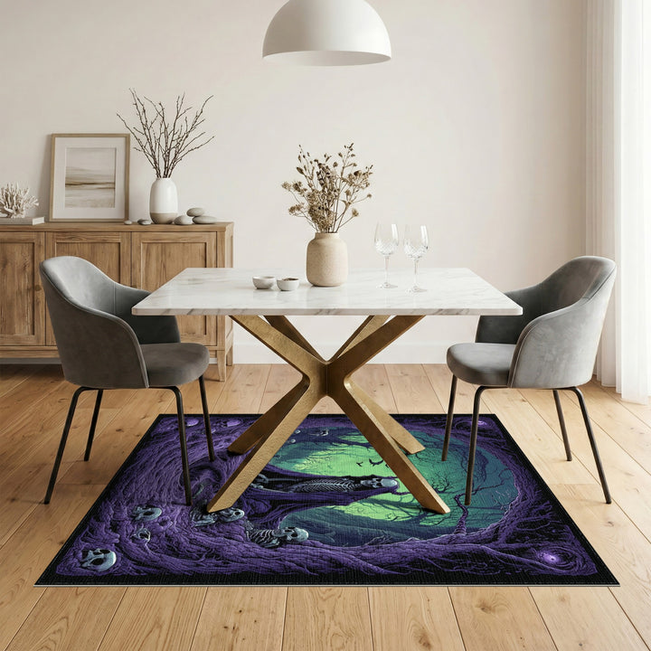 Purple Skeleton Forest Area Rug