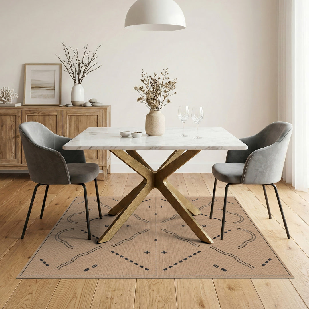 Brown Geometric Washable Area Rug