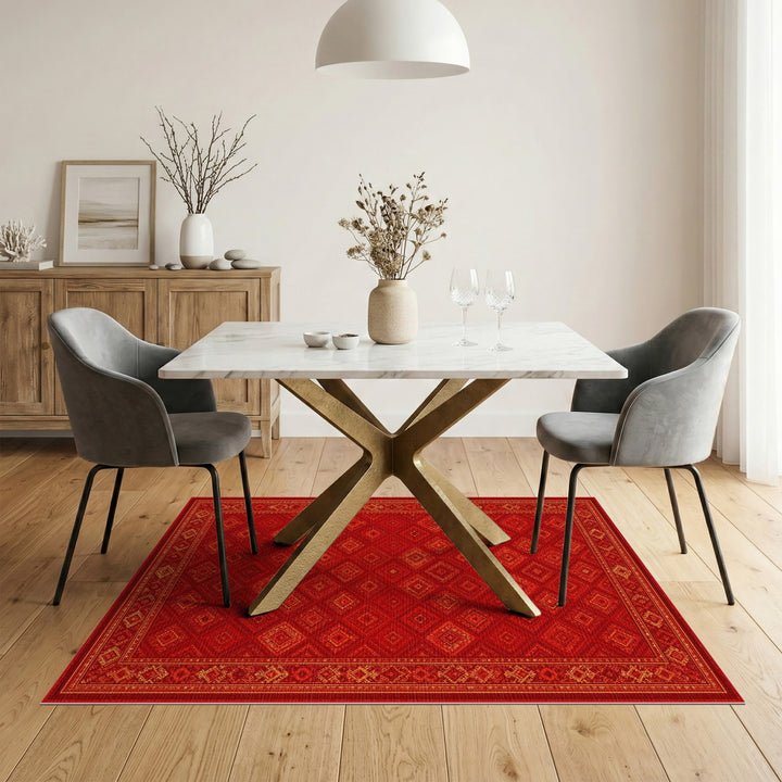 Red Geometric Diamond Geometric Modern Area Rug