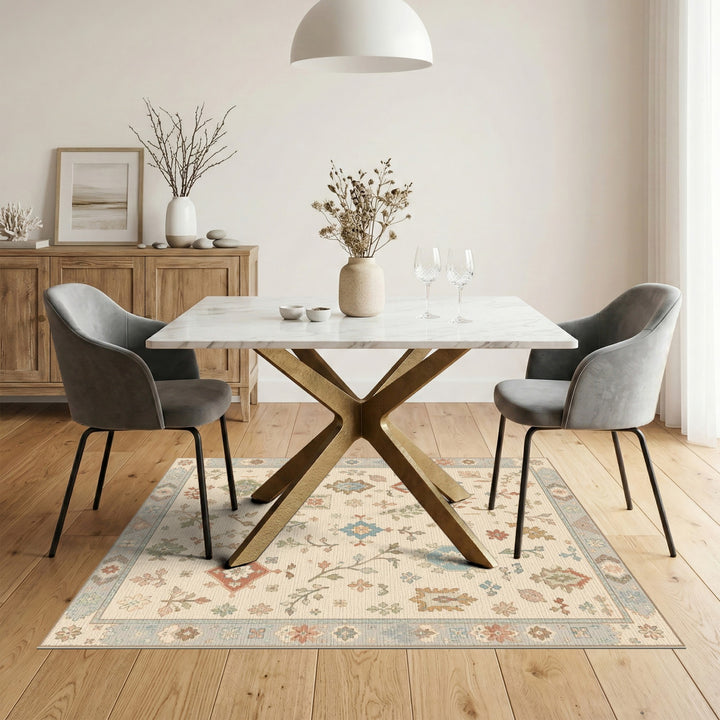 Beige Floral Vintage Area Rug
