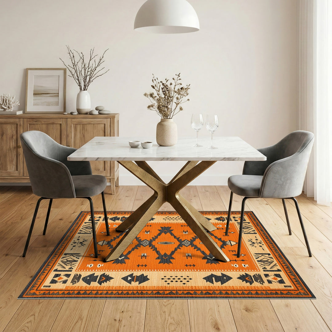 Orange Southwestern Geometric Area Rug