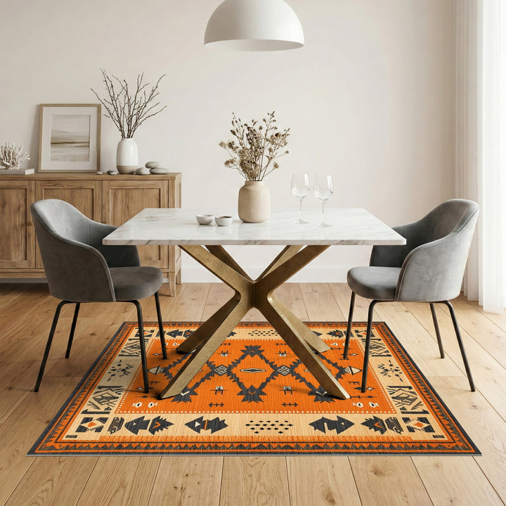 Orange Southwestern Geometric Area Rug