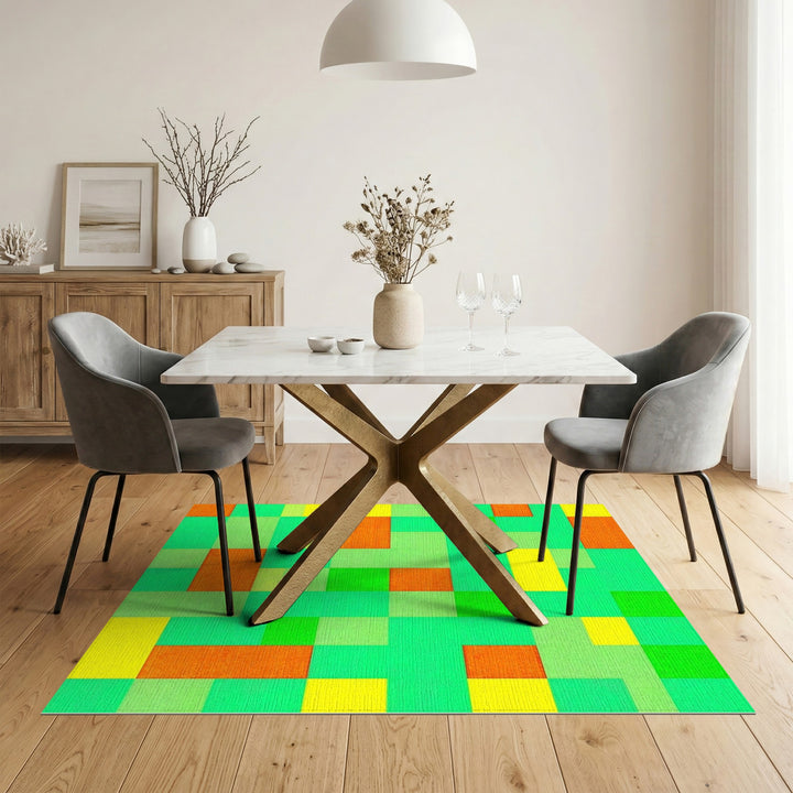 Multi-Color Geometric Green Area Rug