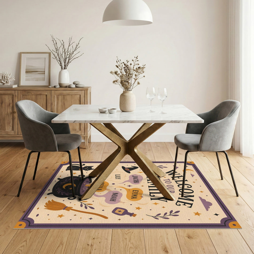 Magical Family Welcome Halloween Area Rug