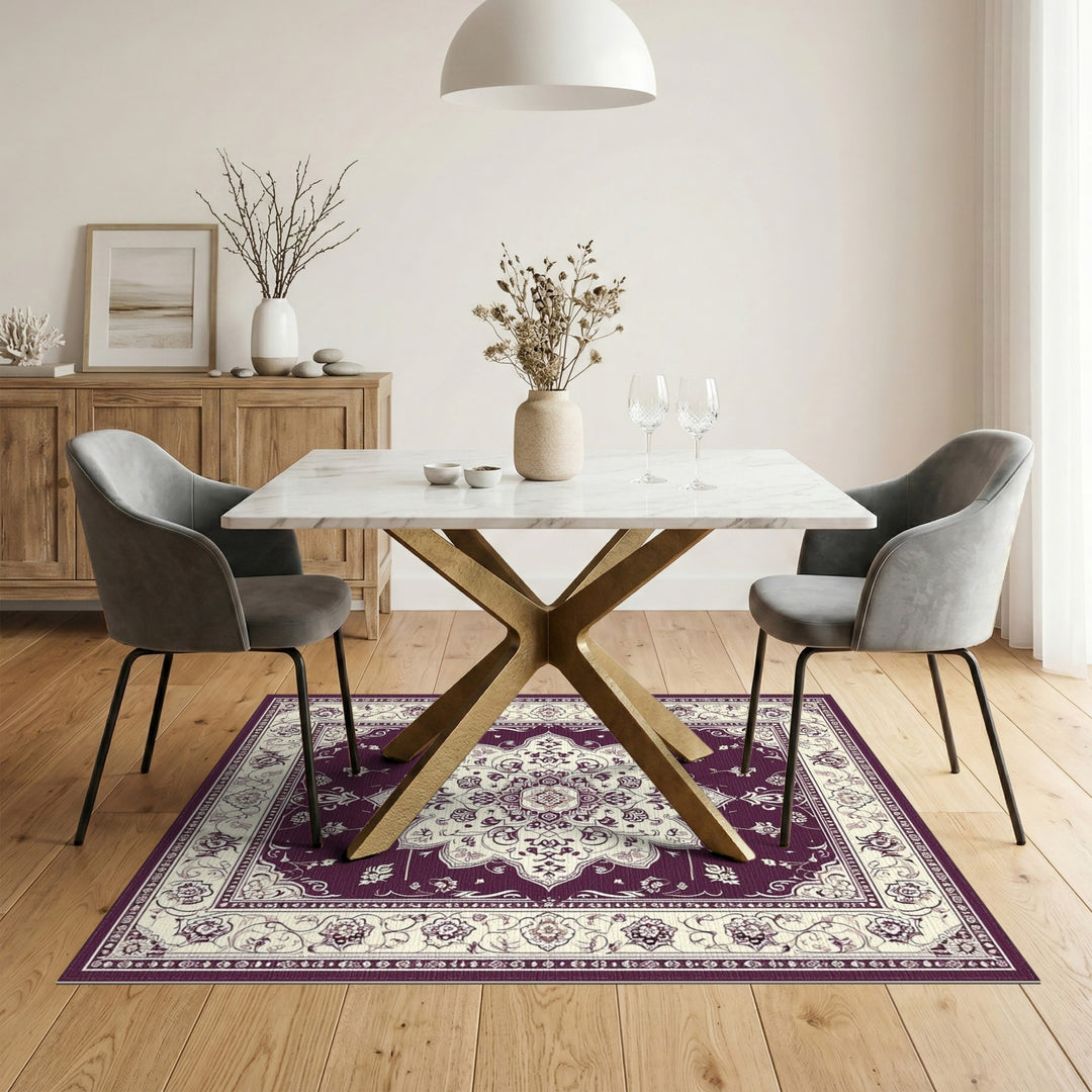 Floral Purple Floral Medallion Persian Area Rug