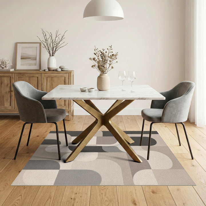 Beige Geometric Modern Area Rug