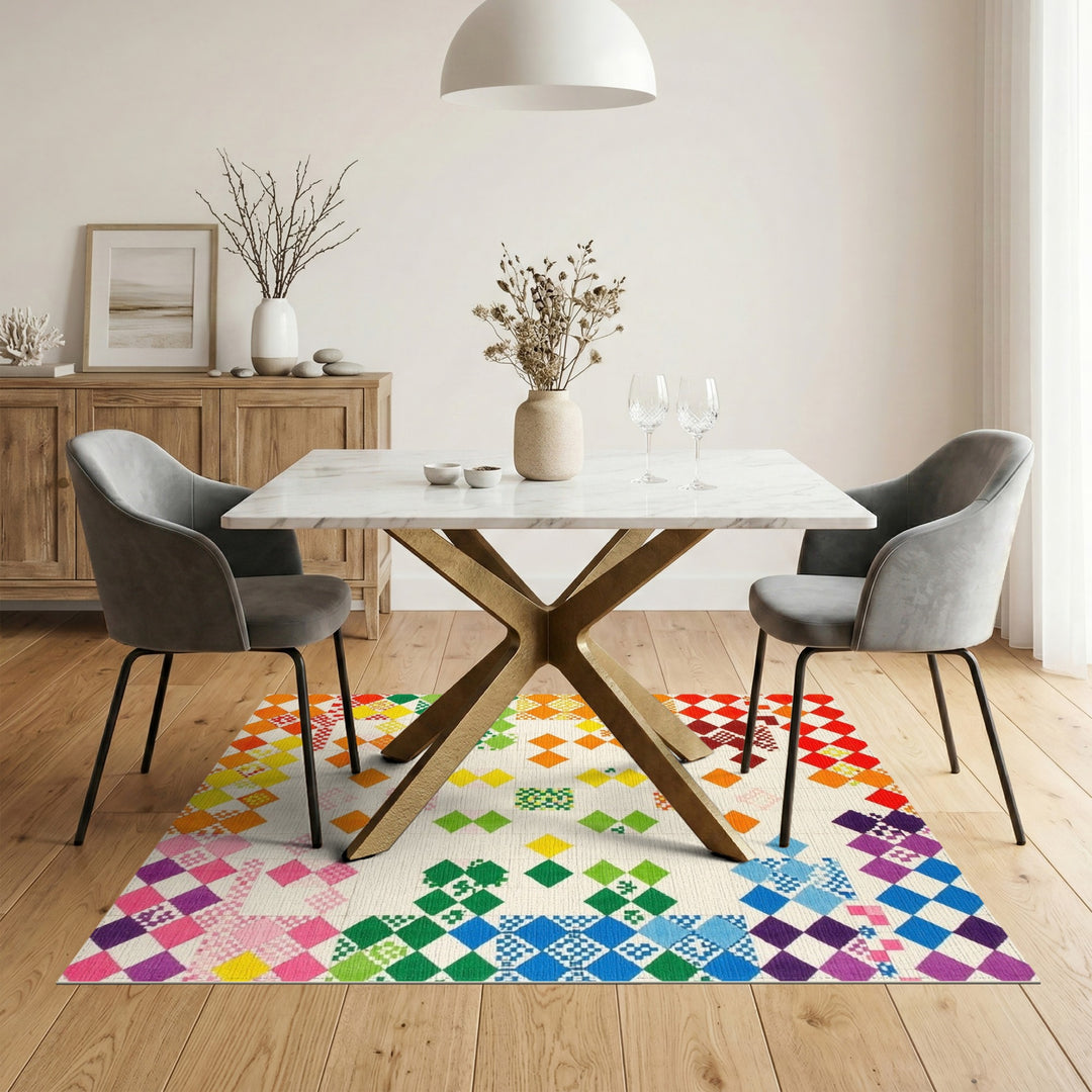 Vibrant Multi-Color Geometric Area Rug
