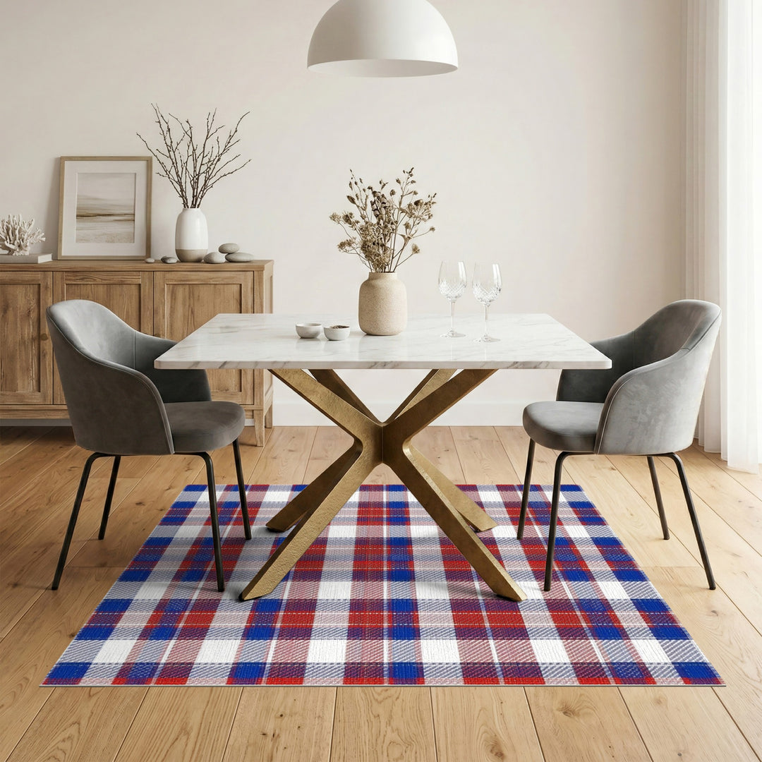 Multi-color and Patterns Red Blue Plaid Washable Area Rug