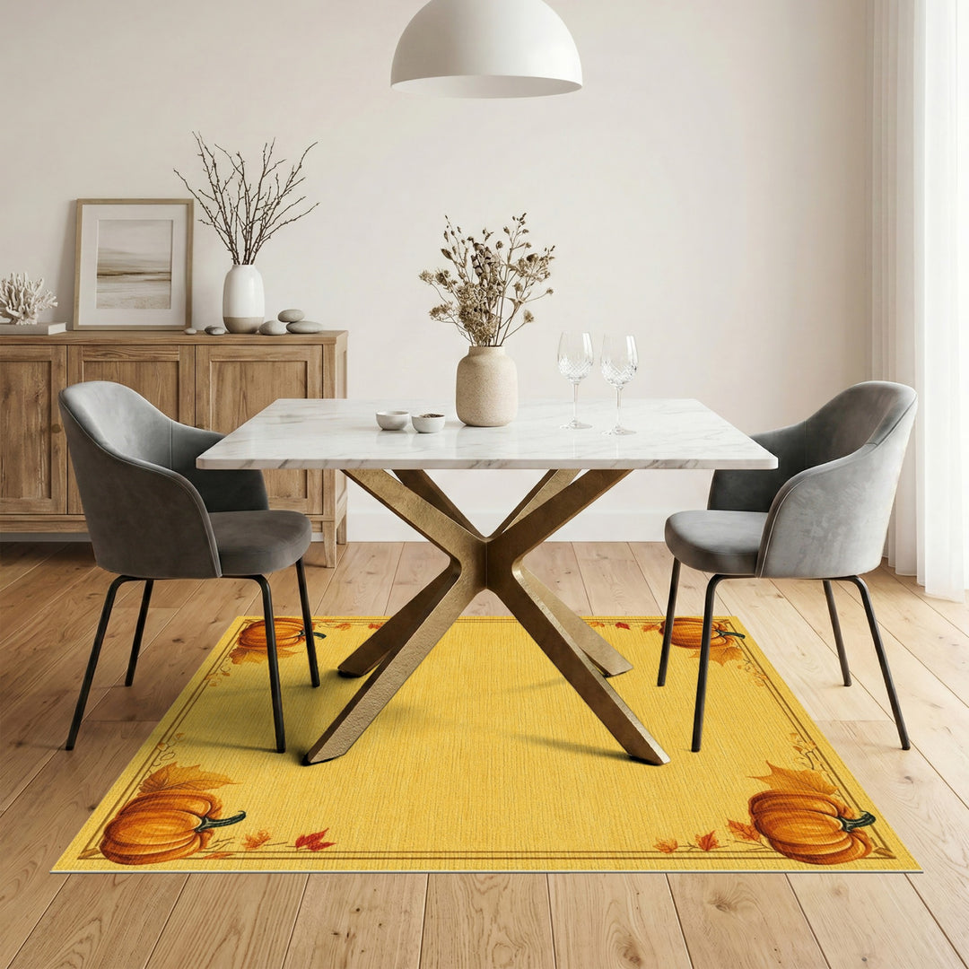 Autumn Pumpkin Yellow Area Rug