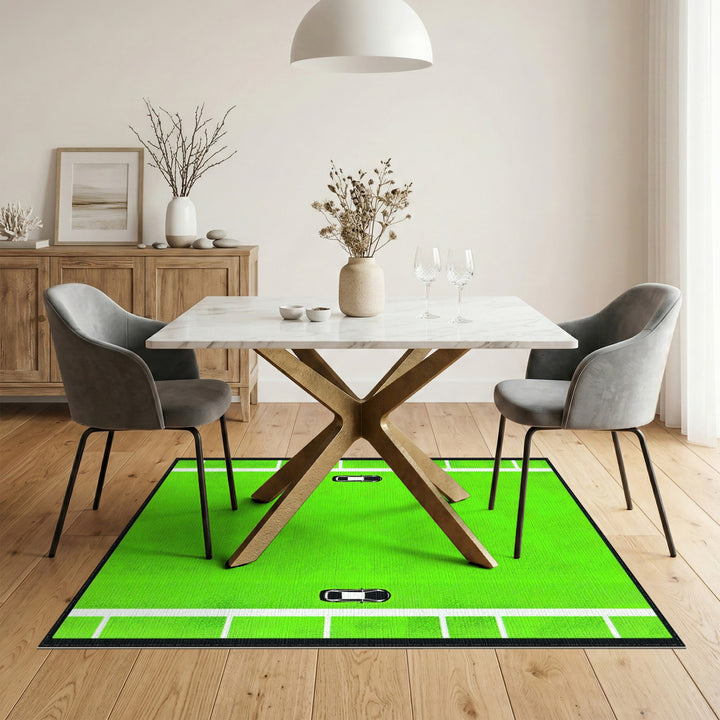 Green Geometric Court Area Rug