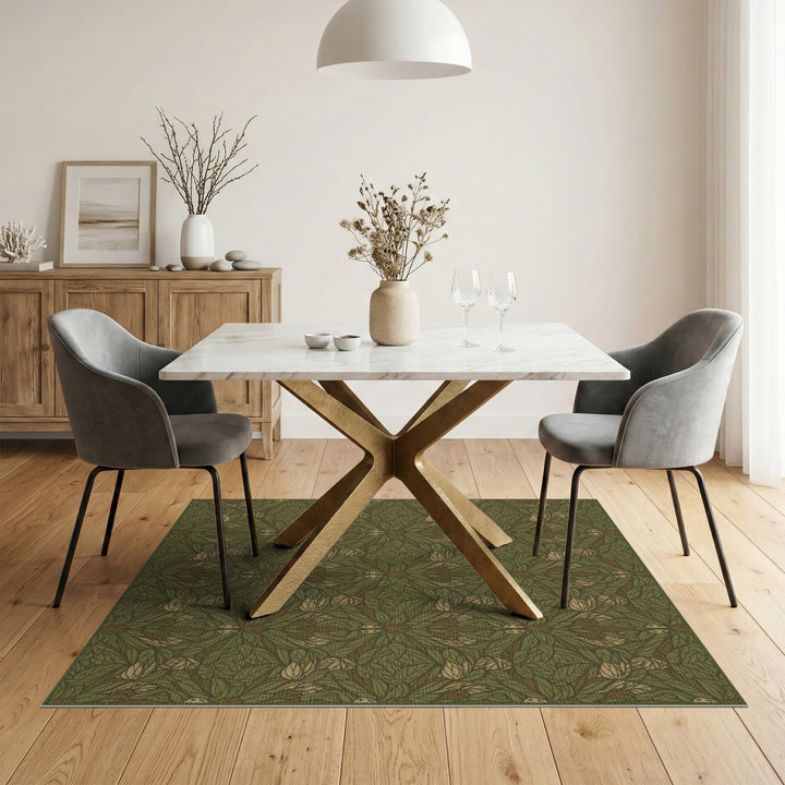 Green Floral Vintage Area Rug