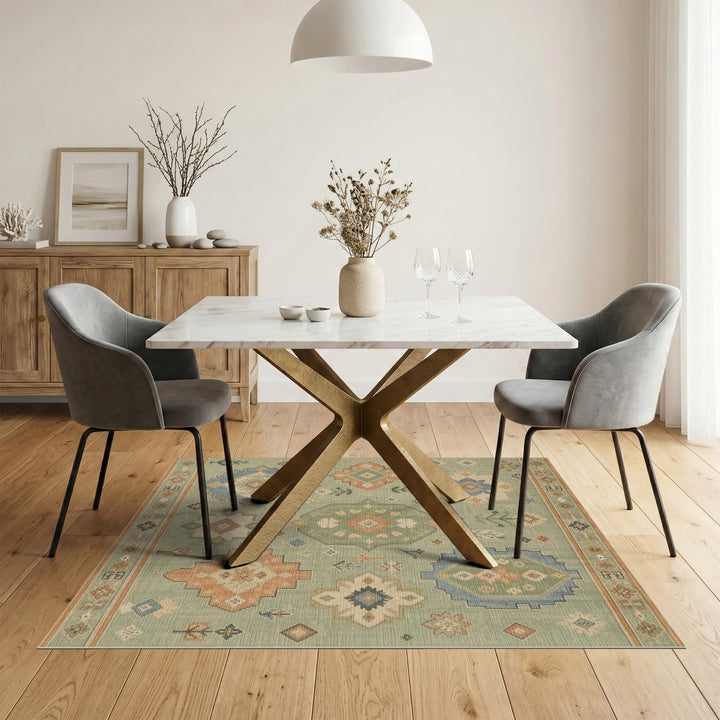Green Sage Green Heritage Tribal Area Rug
