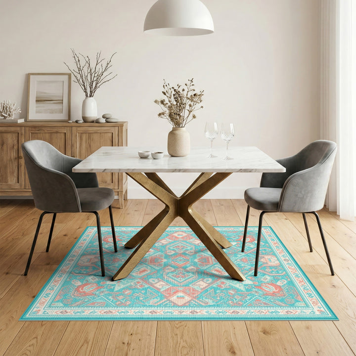 Teal Southwestern Geometric Area Rug