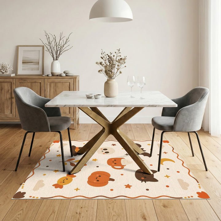 Orange Cute Halloween Kids Cartoon Area Rug