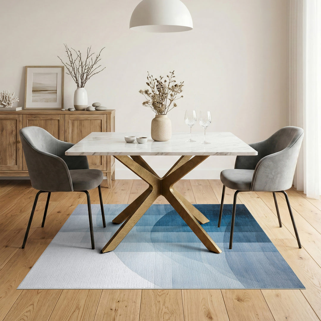 Blue Teal Abstract Area Rug