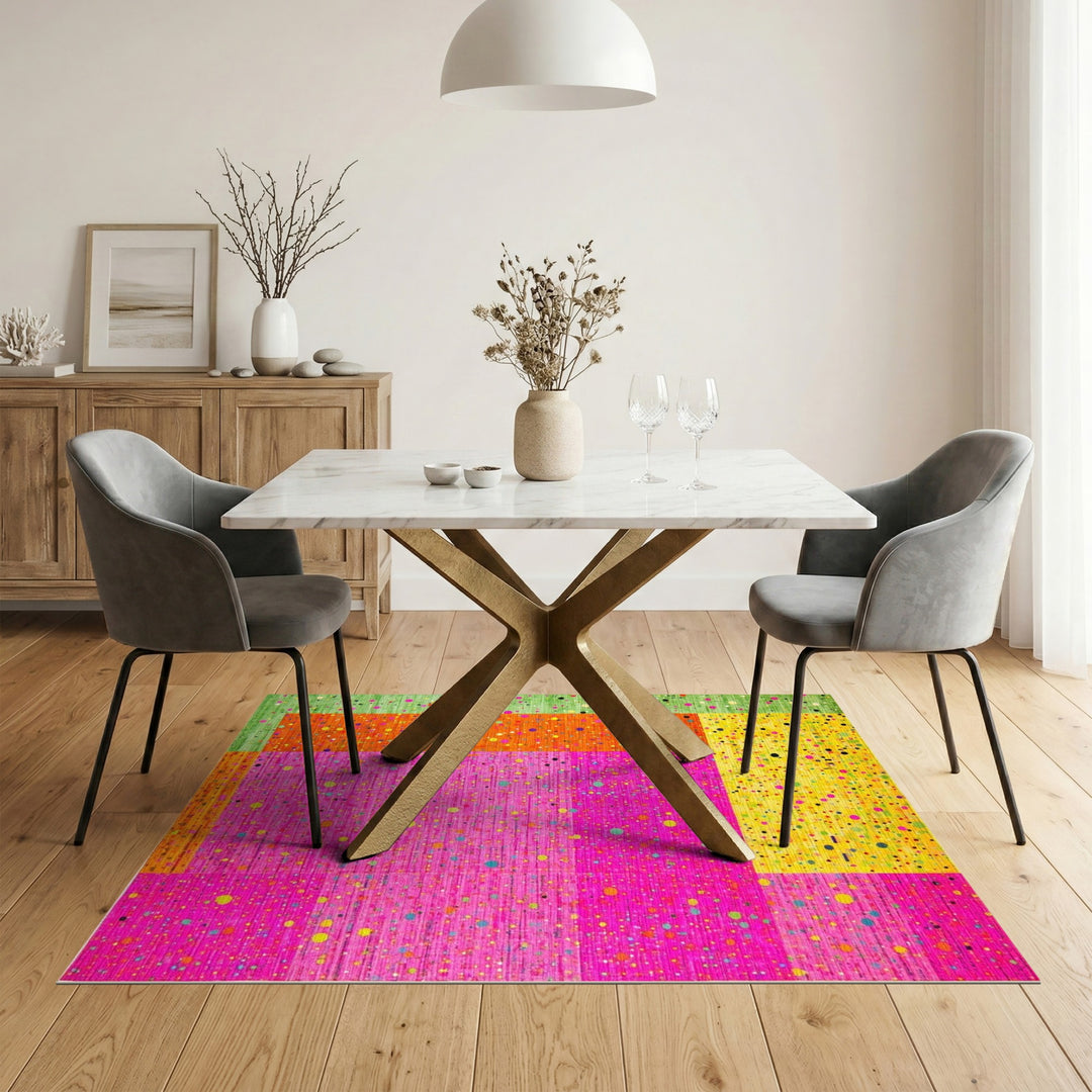 Abstract Area Vibrant Multi-Color Geometric Dot Area Rug