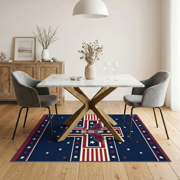 Geometric Modern Patriotic Eagle Area Rug