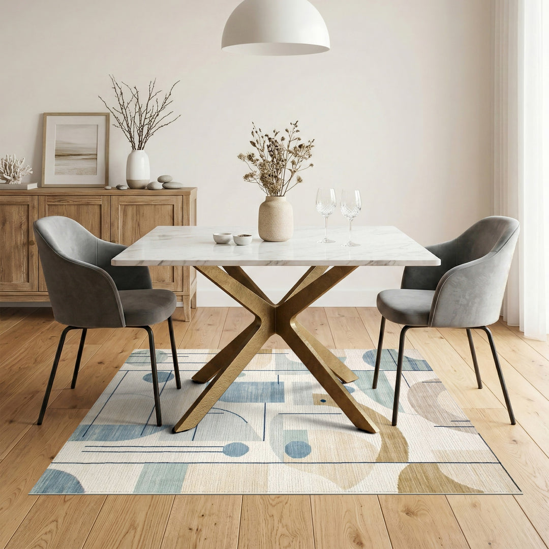 Blue Geometric Area Rug
