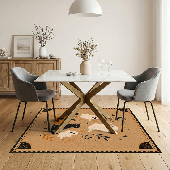 Cute Halloween Ghosts Black Cat Area Rug