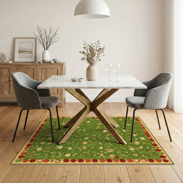 Green Apple Pencil Kids Area Rug