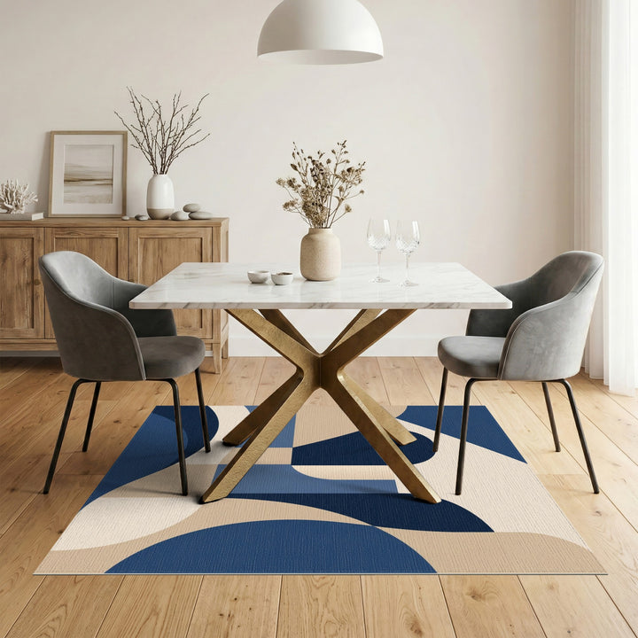 Navy Blue Geometric Area Rug