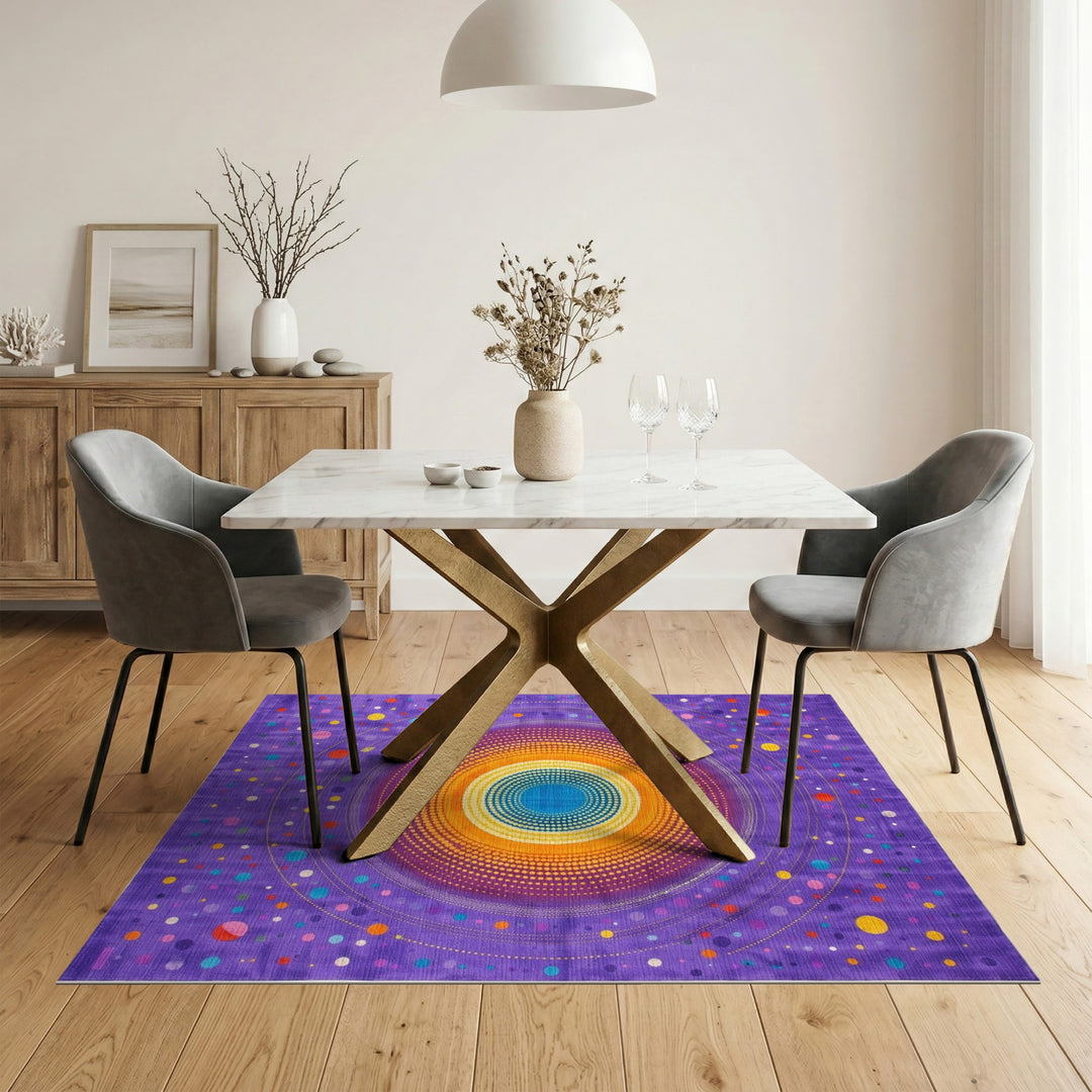 Vibrant Purple Geometric Circle Area Rug
