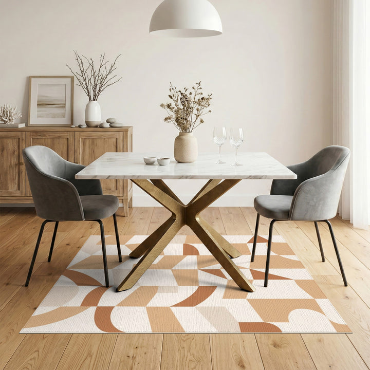 Geometric Brown Tan Area Rug