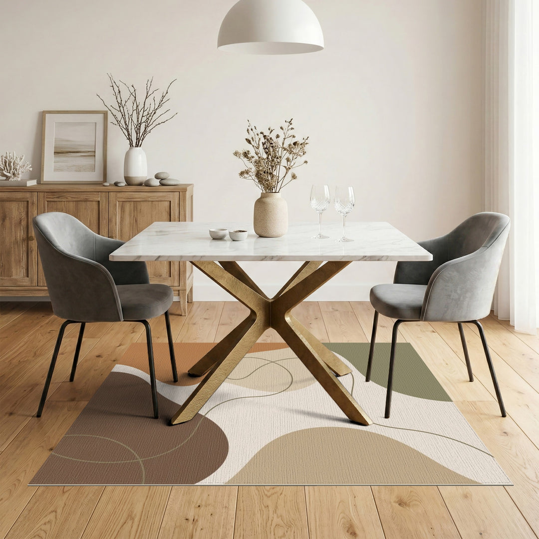 Abstract Neutral Organic Area Rug