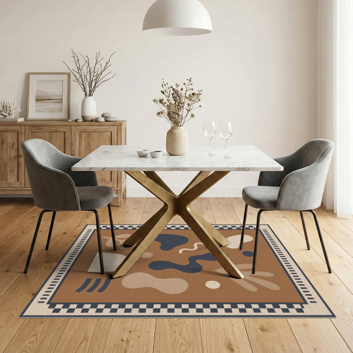 Brown and Tan Abstract Brown Area Rug