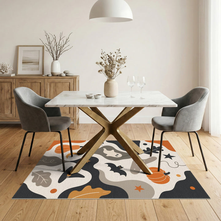 Halloween Abstract Area Rug with Pumpkins