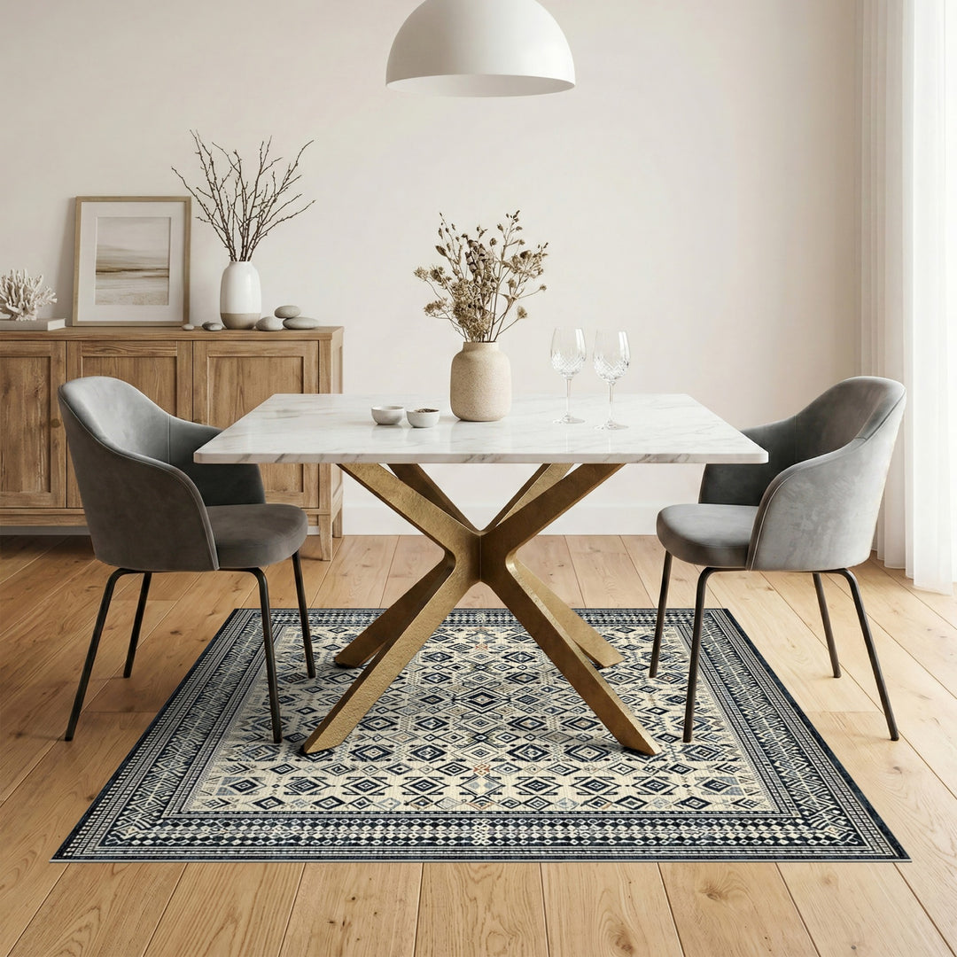 Black White Geometric Tribal Area Rug