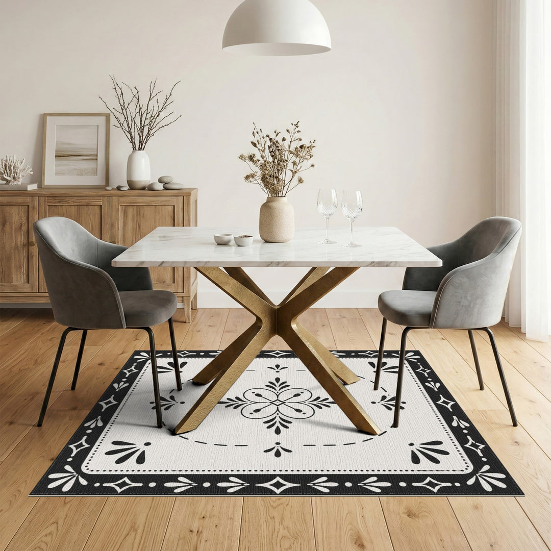 Black White Floral Vintage Black and White Area Rug