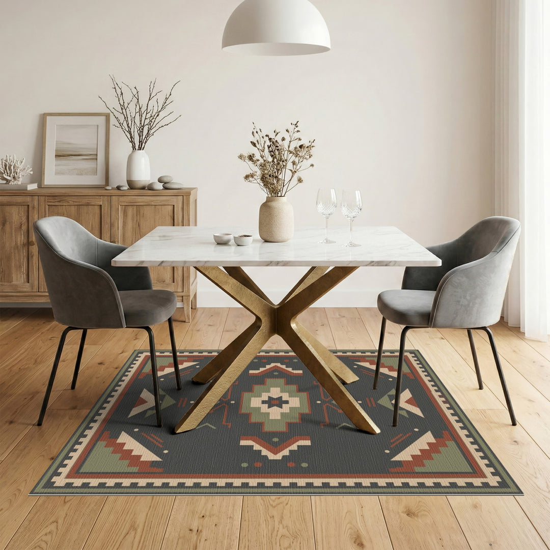 Geometric Brown and Tan Southwestern Geometric Area Rug