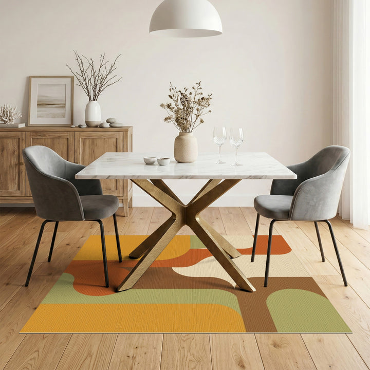 Orange Geometric Modern Area Rug