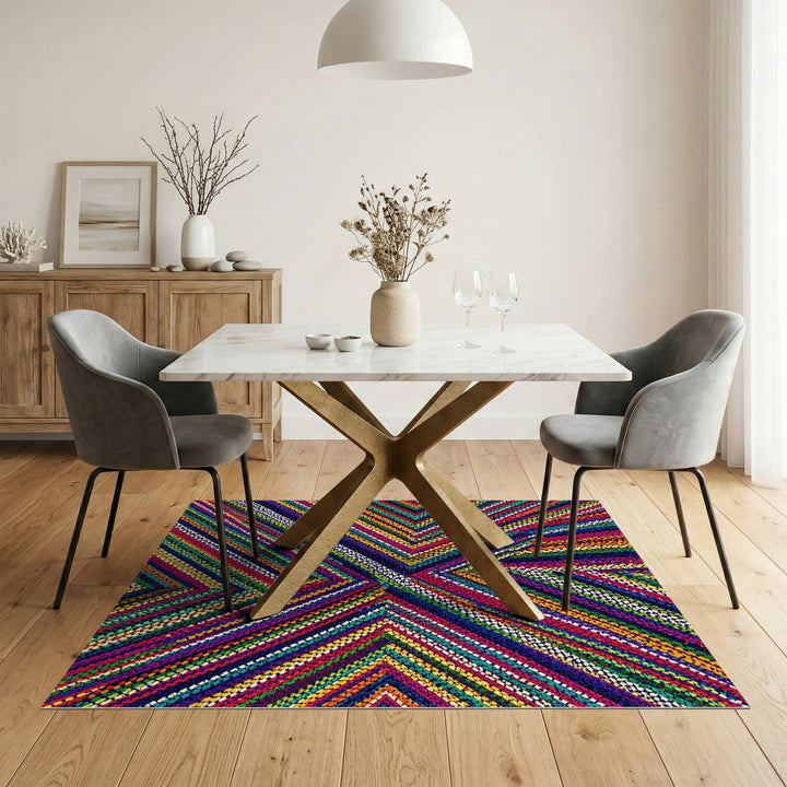 Vibrant Rainbow Chevron Geometric Area Rug