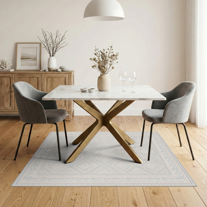 Light Blue Geometric Diamond Area Rug