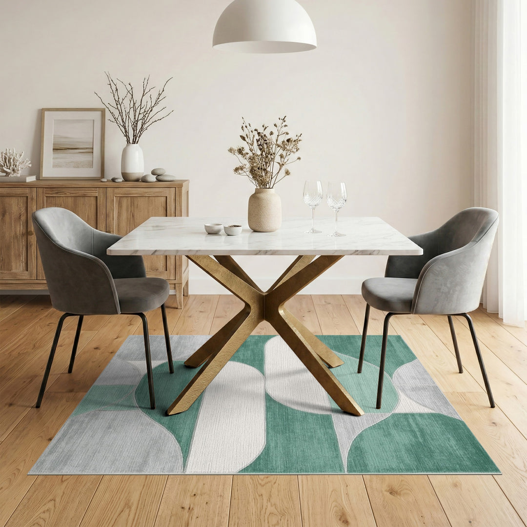 Green Geometric Abstract Area Rug