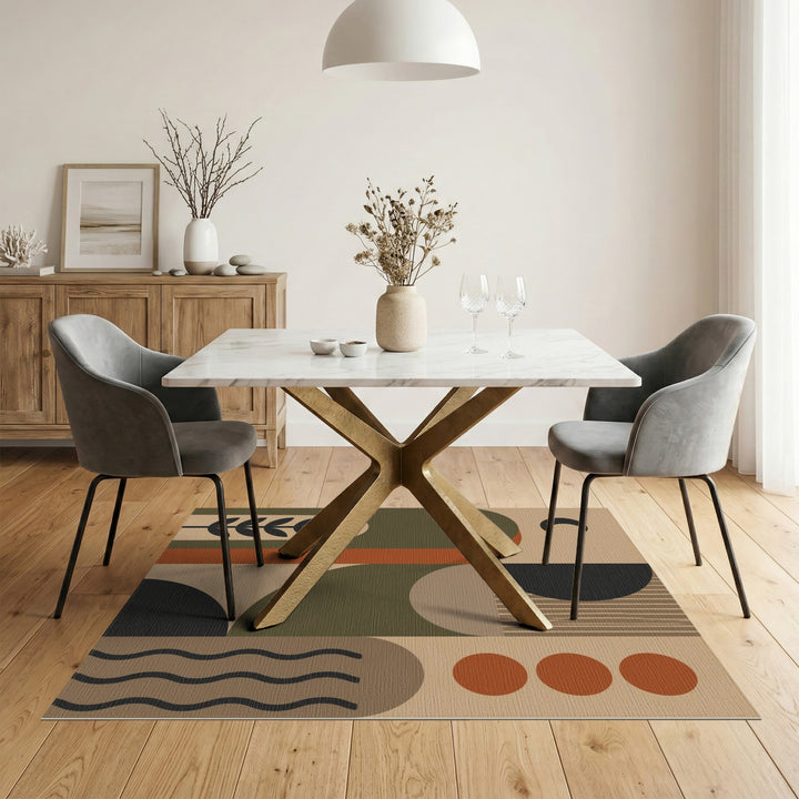 Beige Geometric Modern Area Rug
