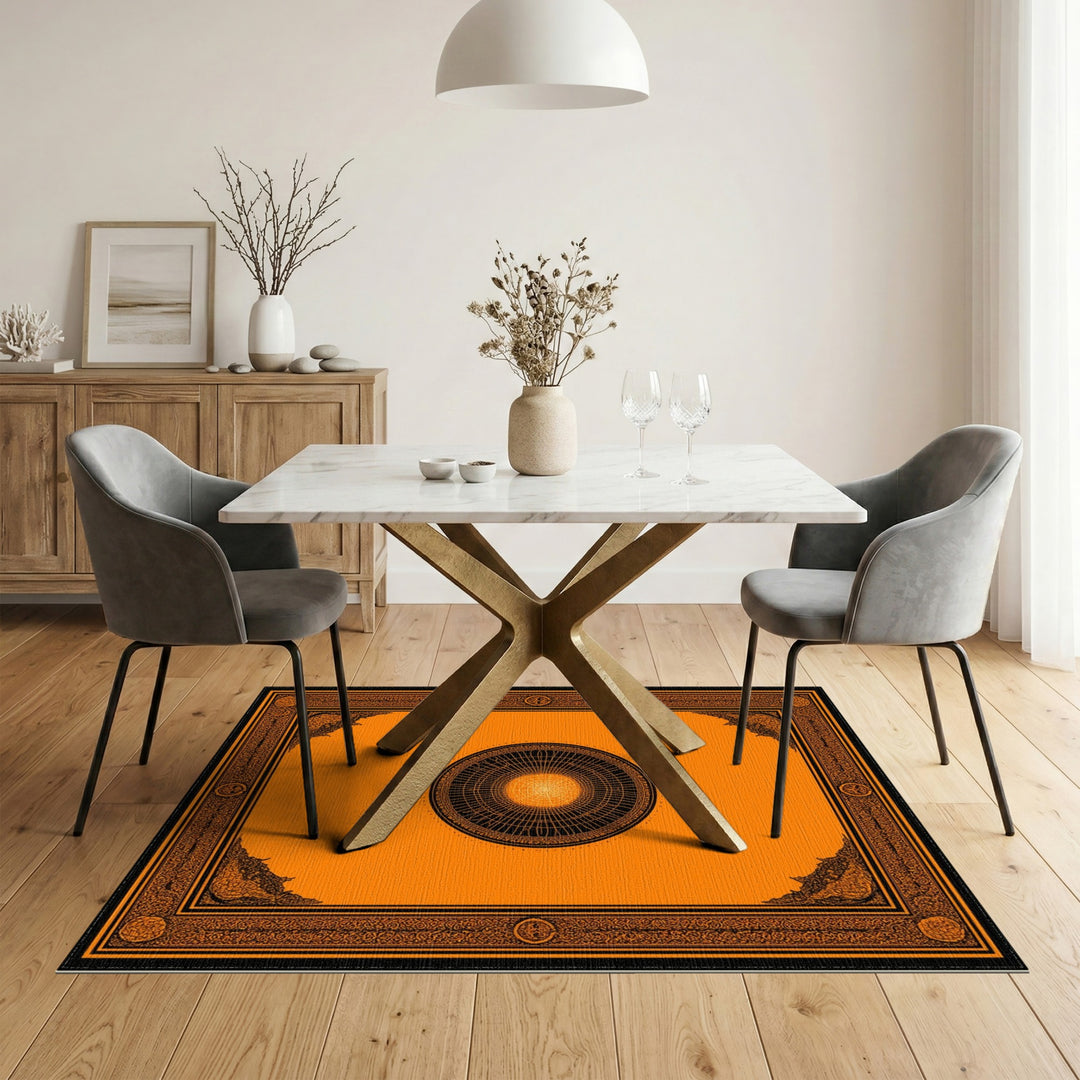 Orange Geometric Mandala Area Rug