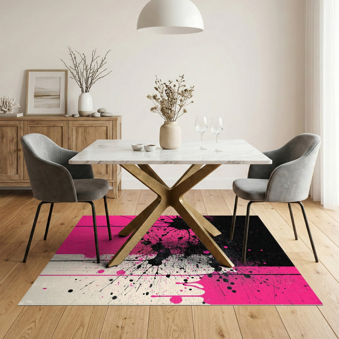 Pink Abstract Splatter Area Rug
