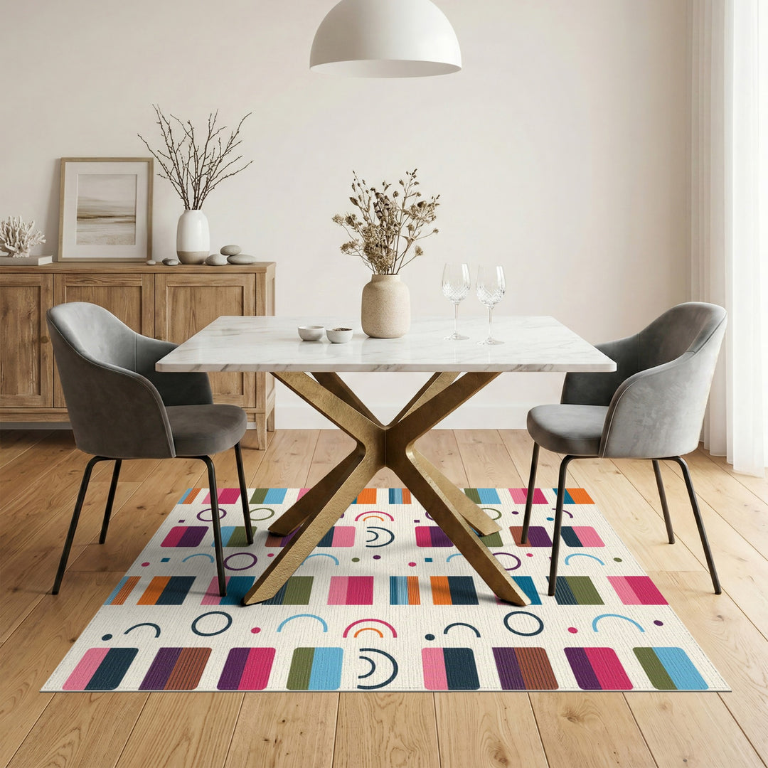 Vibrant Multi-Color Geometric Area Rug