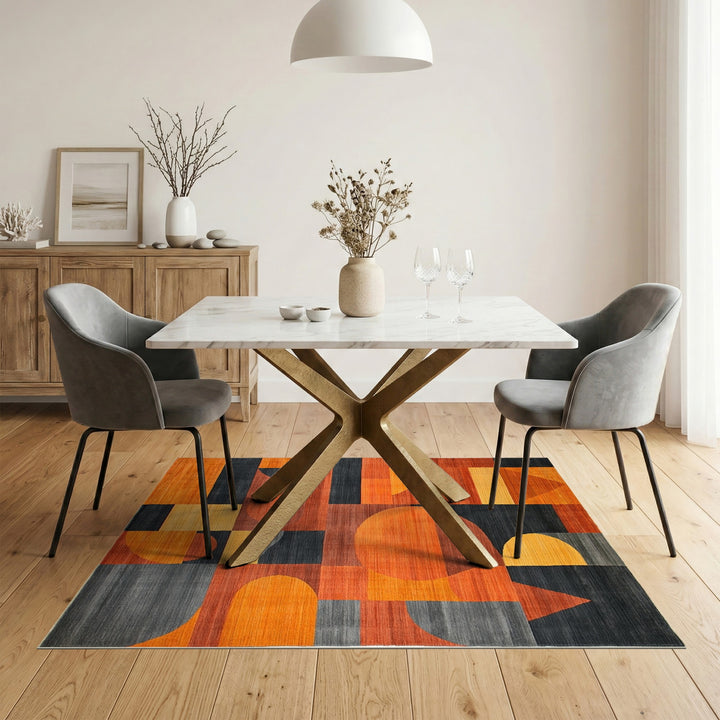 Bold Orange Bold Geometric Orange Area Rug