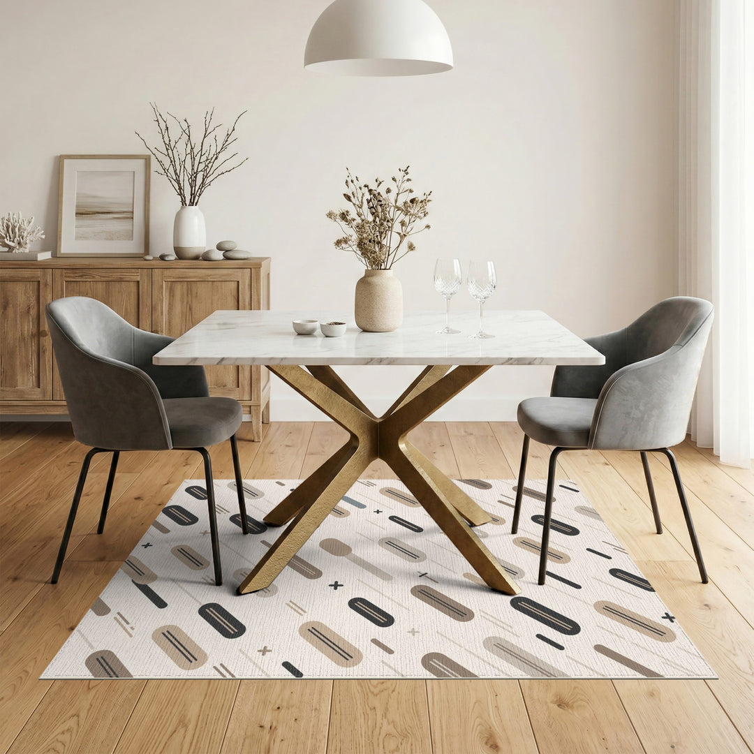 Brown Tan Geometric Capsule Area Rug