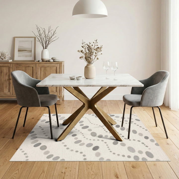 Grey Oval Geometric Area Rug