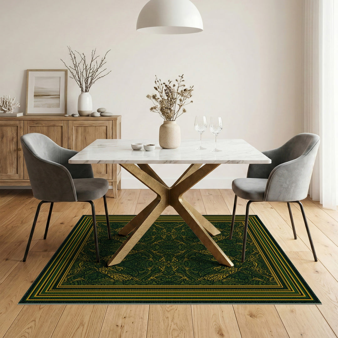 Green Dark Green Gold Traditional Persian Area Rug