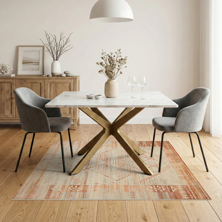 Orange Southwestern Geometric Area Rug
